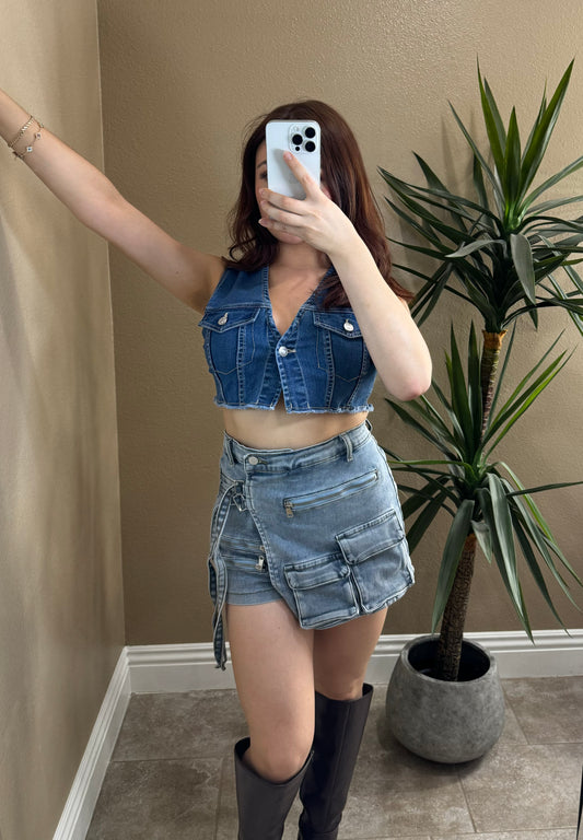 DENIM BLUE CROP TOP